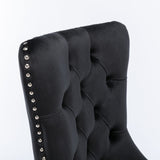 MOOLSUN Velvet Dining Chairs Set of 6, High Back Side Chairs, Modern Padded High-End Tufted Upholstered Chairs with Button-Tufted Back & Rear Pull Tabs, Solid Wood Legs E-Black(Solid Wood Legs)