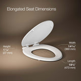 KOHLER Stonewood Quiet-Close, Elongated Toilet Seat Soft Close, Durable Wood, Easy Installation, Universal Fit, Home Essentials, White Finish, K-20466-0