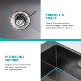 TSIBOMU 22 x 18 inch Drop-in Kitchen Sink, Single Bowl Single Hole 304 Stainless Steel Topmount Kitchen Sink, Black