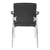 Office Star FL Series Faux Leather Padded Guest Chair with Built-in Lumbar Support, Black with Chrome Frame