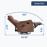 MOOLSUN Faux Leather Recliner Sofa Set with 360-Degree Swivel Chair, Living Room Furniture Set with Reclining Seats, Ideal for Home, Office, or Theater Seating（K-Beige Faux Leather,Chair）