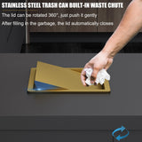 This Integrated Kitchen Trash Can Built-in Garbage Disposer Swing Lid Design Stainless Steel Waste Bin Under-Counter Trash Bin Space-Saving Modern Style Size: Single Lid Color: White