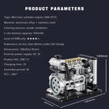 Mini Four Cylinder Engine Kit That Runs, DM115 1/10 DIY Full Metal Mini OHV Inline Diesel Engine with Cooling Function (300+PCS)