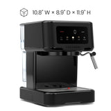 Chefman CraftBrew Espresso Machine, 15-Bar Pump Digital Espresso Maker w/Steam Wand for Latte & Cappuccino, Compact Espresso Coffee Machine w/ 1.5L Removable Water Reservoir - Stainless Black
