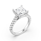 MSBLUE Size 5 2ct Princess Cut Moissanite Engagement Ring, Rhodium Plated
