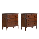 HULALA HOME End Table with Charging Station & Hidden Drawer, 30" Tall Side Table with Pull-Out Shelf, Rubberwood Legs(Set of 2, Walnut)