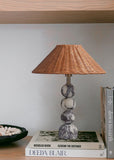 interoknack Luxury Marble Table Lamp, Vintage Woven Rattan Shade