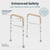 PELEGON Toilet Safety Rails (350 lb) - Adjustable Toilet Safety Frame & Rails, Toilet Safety Rail for Elderly Adults, Toilet Handles for Seniors, Toilet Bars for Elderly, Disabled & Handicap - Beige