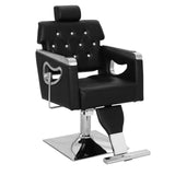 IDEALHOUSE Reclining Salon Chair for Hair Stylist, PU Leather Barber Chair with High-Density Sponge Cushion, Hydraulic Adjustable Height & 360° Swivel, for Home and Professional Use, Black and Chrome