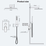 FPXRNG Black Shower Faucet Set, Rainfall Shower System with Square Shower Head and Handle Set, Wall Mounted Shower Fixtures, Full Metal Trim Repair Kit 10 inch Matte Black (With Shower Valve)
