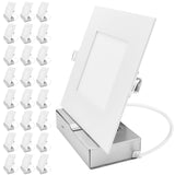 LUXRITE 6-Inch LED Recessed Light with J-Box, Canless Mini Panel Spotlight, 5CCT 2700K-5000K, 10/13/15 Watts, 800/1050/1250 Lumens, CRI90, Dimmable, 120-277V, IC Rated, Wet Rated, ETL Listed (24 Pack)