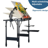 CWPW Artist Easel Stand Metal Foldable Portable Ergonomic Adjustable Easel for Painting Canvases Height from 16" to 30" Equipped with Carry Bag&Umbrella Stand for Outdoor&Indoor Painting Drawing