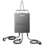 Ranein Portable Propane Tankless Water Heater 34,000 BTU 1.32 GPM with Included High-Performance Pump Thermostatic Control and Chain for Camping RV Outdoor Shower