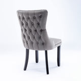 MOOLSUN Velvet Dining Chairs Set of 4, High Back Side Chairs, Modern Padded High-End Tufted Upholstered Chairs with Button-Tufted Back & Rear Pull Tabs, Solid Wood Legs D-Gray(Solid Wood Legs)