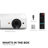 ViewSonic PA503HD 4000 Lumens High Brightness Projector with 1.1x Optical Zoom, USB, and HDMI inputs for Home and Office