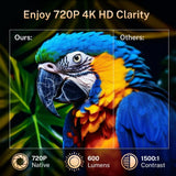 [Officially Liscensed App] Smart Mini Projector for Bedroom with WiFi and Bi-directional Bluetooth 5.4 Auto Keystone 1080P 4K Support Built-in Android 13 OS Works with Prime Video YouTube Tubi