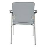 Office Star FL Series Faux Leather Padded Guest Chair with Built-in Lumbar Support, Charcoal Grey with Chrome Frame