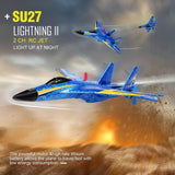 Fremego Su-27 RC Airplane,2.4GHz 2 Channel Remote Control Plane with Gyro Night Lights and 2 Batteries, Easy to Fly for Adults, Beginners and Kids Toy