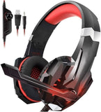 Gaming Headset with Noise Canceling, Over Ear Headphones with Microphone, Bass Surround Sound, Soft Memory Foam Earmuffs, Compatible with Laptops and Stereo Systems