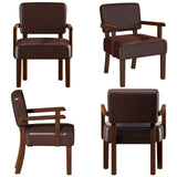 FAGAGA Accent Chairs Set of 2, 2 Solid Wood Armchairs with Table