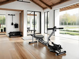Rowing Machines for Home Foldable,Indoor Fitness Hydraulic Rowing Machine,300LBS Weight Capacity with 12 Levels of Adjustable Resistance,LCD Display for Real-time Recording,Dual Tracks for Quieter