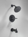 Delta Nicoli 14 Series H2Okinetic Bathtub and Shower Faucet Set, Matte Black Shower Head and Handle Set, Valve Trim Kit, Matte Black 144749-BL (Valve Included)