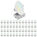 LUXRITE 5 Inch LED Recessed Light, ECO Backlit Mini Panel Spotlight, 5CCT 2700K-5000K, 1200 Lumens, High Output, 13 Watts, Dimmable, IC Rated, Wet Rated, ETL Listed, Energy Star, Round (48 Pack)