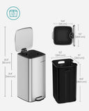 Kitchen Trash Can, 8-Gallon (30 L) Trash Bin, Stainless Steel Garbage Can
