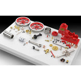 MechPuConToy Engine Model Kit That Works, HM-01 4-Stroke Horizontal Water-Cooling Full Metal Hit and Miss Engine Model with Starter Ignition Kit (KIT Version)