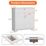 LDarqeer 30 Inch Bathroom Vanity with Ceramic Sink, Easy Tool-Free Installation Modern Farmhouse Sink Cabinet for Bathroom Remodel (White)