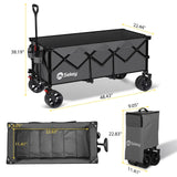 Sekey 48''L Collapsible Foldable Extended Wagon with 440lbs Weight Capacity, Heavy Duty 300L Folding Utility Garden Cart. Grey