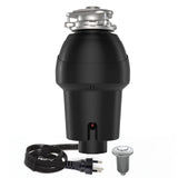 Garbage Disposal, 1 Hp Continuous Feed Food Waste Disposer with Air Switch, Compact Stainless Steel Food Waste Disposer, Food Waste Grinding System for Under Kitchen Sink, Black