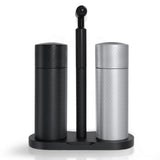 ARKNOAH Salt and Pepper Grinder Set 2-Pack with Stand, Adjustable Coarseness Mill - Aerospace Aluminum Body, Stainless Steel & Ceramic Core, Refillable Spice Grinders for Kitchen & BBQ