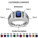 Oseew Men Class Ring Birthstone Customized High School Ring (White Gold)