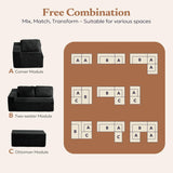 Furnify 106" Cloud Sectional Couch, Left/Right Facing Convertible Sofa with Deep Seat, L-Shape Modular Upholstered Foam Couch for Living Room Bedroom, No Assembly Required (Corduroy Fabric, Black)