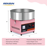 ROVSUN 15 Inch Cotton Candy Machine, Candy Floss Maker Electric Cotton Candy Maker w/Cover Stainless Steel Bowl & Sugar Scoop for Home Commercial Party Carnival Birthday