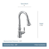 Moen Weymouth Chrome Smart Faucet Touchless Pull Down Sprayer Kitchen Faucet with Voice Control and Power Boost, S73004EVC