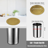 Integrated Countertop Trash Can Stainless Steel Pull-Out Waste Bin for Kitchen Cabinet Hidden Recycling Bin with Swing Lid Space-Saving Garbage Solution