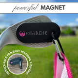 Obirdie Bamboo Golf Tees (50-Pack, 2.75 & 1.5 Inch, Pink & Red) & Magnetic Golf Towel (18x18 in., Pink Stripe, with Detachable Clip)