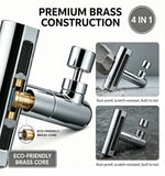 Faucet Extender, 5.5 Inch Long, 4 in 1 360° Waterfall Kitchen Faucet Head Replacement with 2 Adapters & Spanner, Metal Construction, Universal Adapter, Extender for Bathroom Sink.