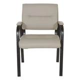 Office Star FL Series Faux Leather Guest Office Chair with Black Finish Frame, Taupe