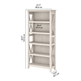 Bush Home Tall 5 Shelf Bookcase for Living Room or Home Office, Large Bookshelf, Modern Farmhouse Style, Key West Collection, Linen White Oak