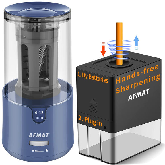 Long Point Pencil Sharpener + Automatic Hands-free Pencil Sharpener for Colored Pencils AFMAT
