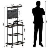 SEEAHEAD Fishing Rod Holders for Garage, Fishing Rod Storage Rack with Hooks & Wheels, Fishing Pole Holder Organizer, Tackle Box & Reel Storage Black
