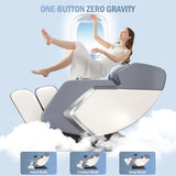 AOVOJRM Massage Chair Full Body- Zero GravityMassage Recliner with Air Pressure, 10 Fixed Massage Rollers, Heating, Foot Roller, Bluetooth Speaker for Home Office, for mom/dad (White)