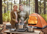 Stainless Steel Camping Kitchen Cookware Set - Frying Pan With Detachable Handle - Nesting Pots for Backpacking, Camp, and RV Cooking - 6 Piece Mess Kit - 1.5L Frypan, 1.5L Small Pot & 3.5L Medium Pot