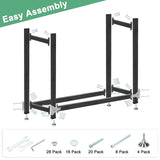 M METERXITY 4ft 1/4 Cord Firewood Rack Outdoor Upgrade Heavy Load-Bearing Frame, Wood Racks with Anti-Slip Adjustable Pad, Firewood Logs Holder Stand for Outdoor Indoor Patio Firepit