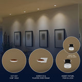 LUXRITE 3-Inch LED Trimless Recessed Spotlight with White Wall Washer Trim Replacement 15W, 1100LM, 2700K-5000K, 60° Beam Angle, Dimmable, Push-n-Lock, CRI90, Damp & IC Rated, ETL White (4 Pack)