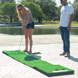PutterBall Original Golf Putting Game Set – Backyard 12 ft Putting Green Pong Style Golf Mat with 2 Putters, 2 Balls & Hole Covers (Putterball w/Bag)