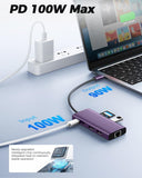 USB C Laptop Docking Station Dual HDMI Monitor 10in1 Dongle Type-C Hub Dock